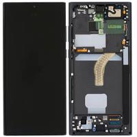 Samsung Galaxy S22 Ultra (S908B) Complete lcd with frame and touchpad in black - GH82-27488A,GH82-27489A